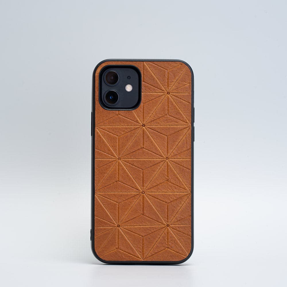 Leather Case for iPhone 12 - Geometric Flower-1