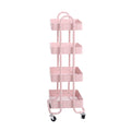 NNEIDS Levede 4 Tiers Kitchen Trolley Cart Pink-0