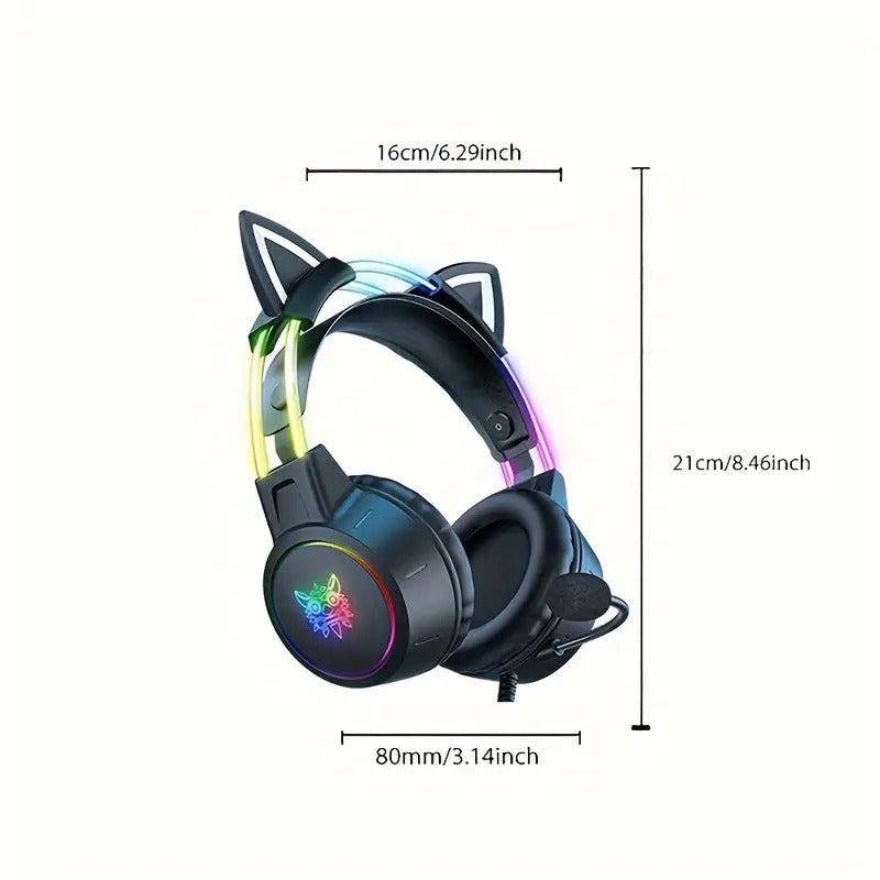 NNETM Gaming Headset with Detachable Cat Ear Microphone-4