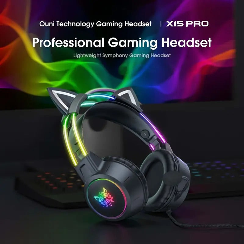 NNETM Gaming Headset with Detachable Cat Ear Microphone-1