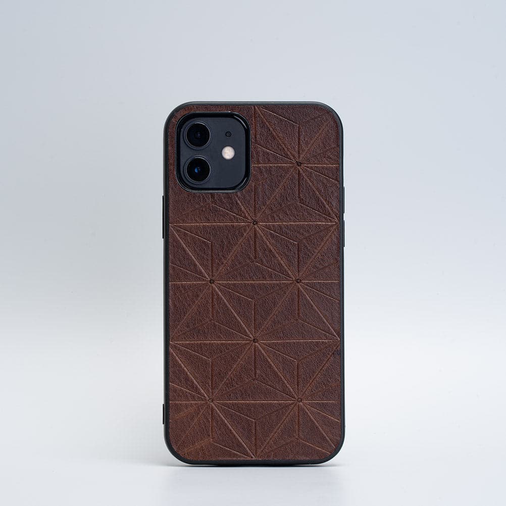 Leather Case for iPhone 12 - Geometric Flower-3